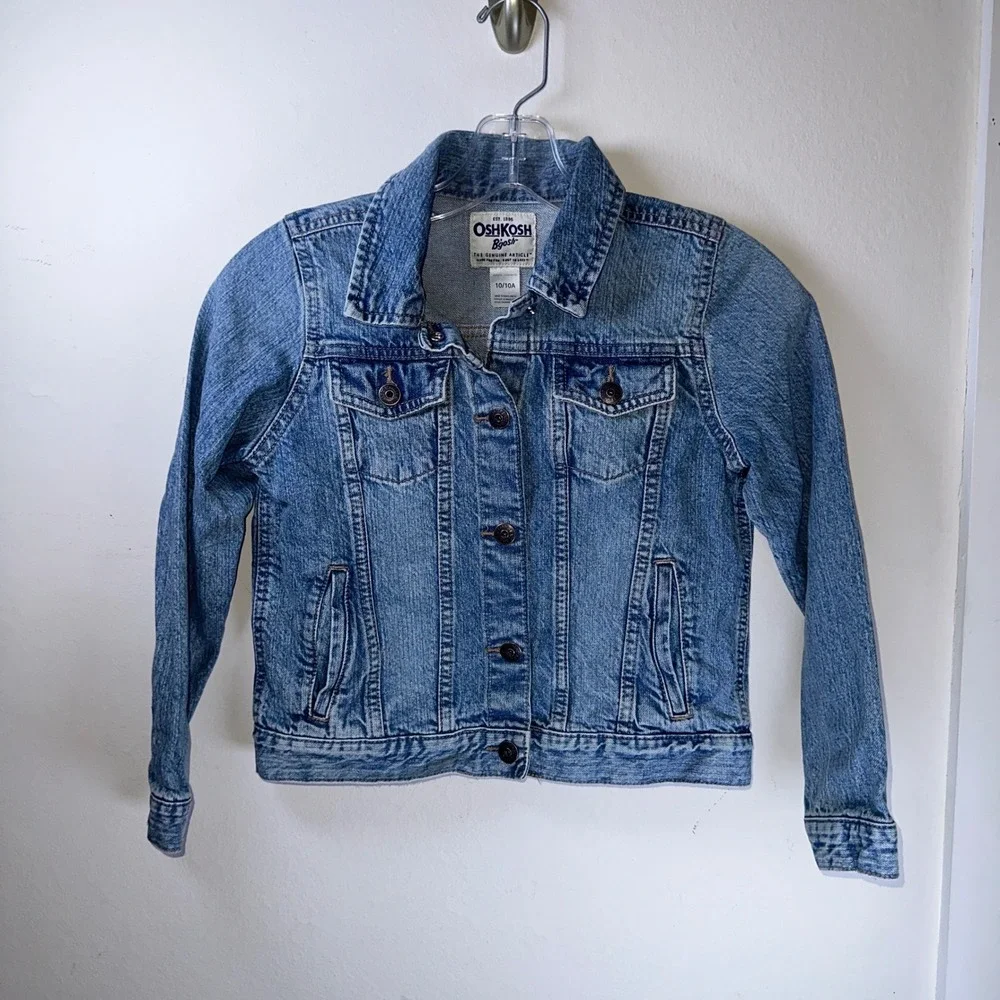 OshKosh Bgosh Kids Blue Denim Trucker Jacket Medium Wash Size 10/10A